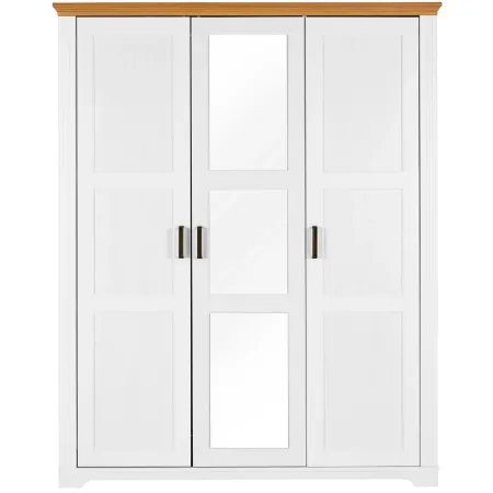 Armadio Camera da Letto 3 Ante Legno Bianco Effetto Rovere con Specchi