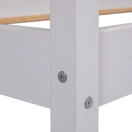 Letto Singolo 90x200 cm Struttura a Casetta in Legno Massello Bianco