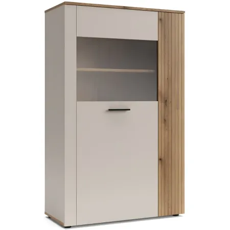 Vetrina Credenza 2 Ante Reversibili Beige Rovere Madia da Soggiorno