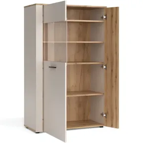 Vetrina Credenza 2 Ante Reversibili Beige Rovere Madia da Soggiorno 2