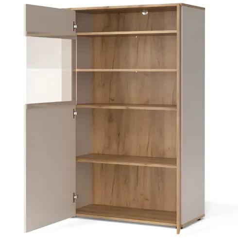 Vetrina Credenza 2 Ante Reversibili Beige Rovere Madia da Soggiorno
