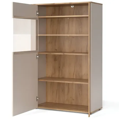 Vetrina Credenza 2 Ante Reversibili Beige Rovere Madia da Soggiorno