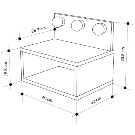 Comodino Sospeso con Vano a Giorno Beige 3 Luci LED Regolabili