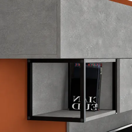 Mobile TV da Soggiorno Parete Attrezzata 260 cm Grigio Pensili Librerie