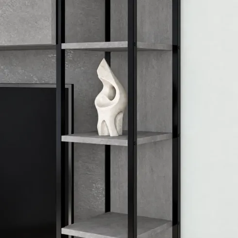 Mobile TV da Soggiorno Parete Attrezzata 260 cm Grigio Pensili Librerie