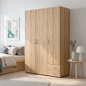 Armadio Guardaroba Rovere Camera da Letto 3 Ante 2 Cassetti 120 cm 2
