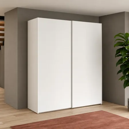 Armadio Camera da Letto Bianco 2 Ante Scorrevoli Guardaroba 180 cm