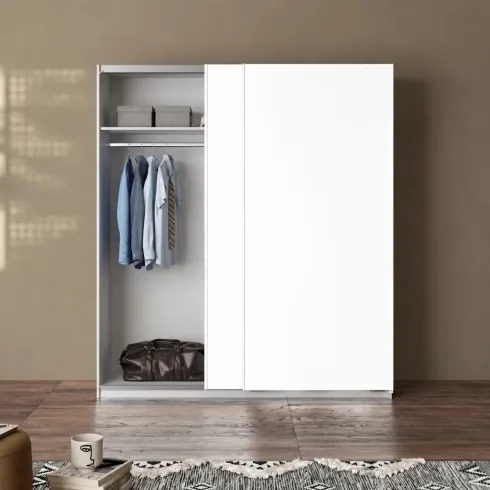 Armadio Camera da Letto Bianco 2 Ante Scorrevoli Guardaroba 180 cm