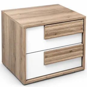 Comodino Moderno Bianco Lucido Olmo 2 Cassetti Camera da Letto 2