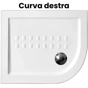 Piatto Doccia 70x90 5.5 cm Bianco Angolare in Ceramica Semicircolare Piletta 90 | BricoShop24 2