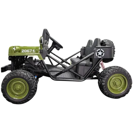 Buggy Elettrico Macchina per Bambini 24V 4x4 Army Ranger Verde 2 Posti