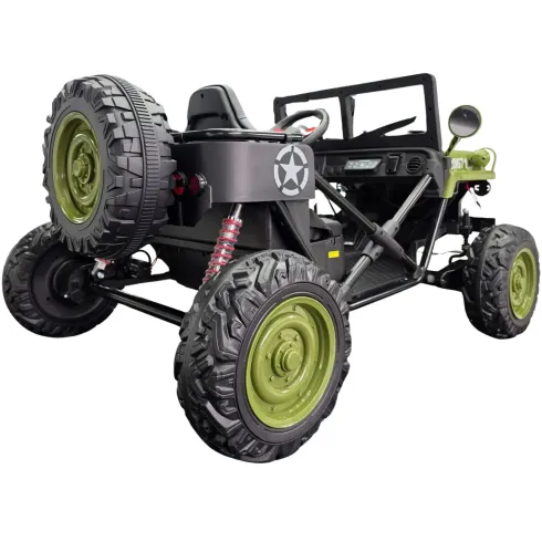 Buggy Elettrico Macchina per Bambini 24V 4x4 Army Ranger Verde 2 Posti