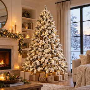 Albero di Natale Innevato Artificiale 210 cm in PVC Diametro 134 cm 2