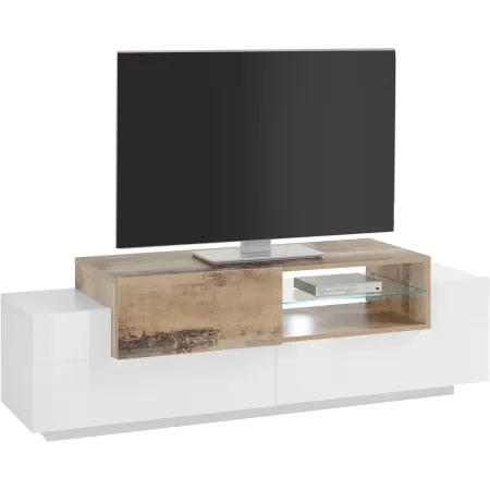 Mobile Porta TV Bianco Acero 160 cm Madia Bassa per Soggiorno