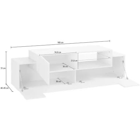 Mobile Porta TV Bianco Acero 160 cm Madia Bassa per Soggiorno