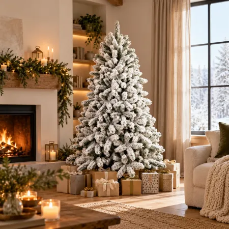 Albero di Natale Innevato Artificiale 240 cm in PVC Diametro 145 cm