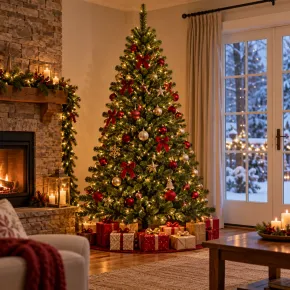 Albero di Natale Artificiale Verde 180 cm Rami in PVC Diametro 106 cm 2