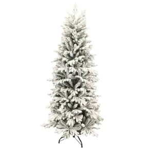Albero di Natale Bianco Innevato 210 cm Artificiale PE PVC Base 96 cm