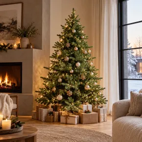Albero di Natale Verde 210 cm Artificiale Base 157 cm in PE PVC 2