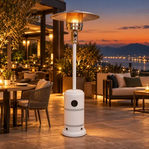 Fungo Tradizionale a Gas GPL Stufa da Esterno 13kW Infrarossi Bianco