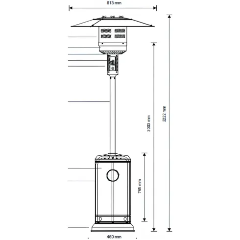 Fungo Tradizionale Grigio a Gas GPL Stufa da Esterno 13kW Infrarossi