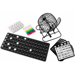 Gioco Bingo Tavolo Completo Gabbia Metallo Palline Tabellone Cartelle
