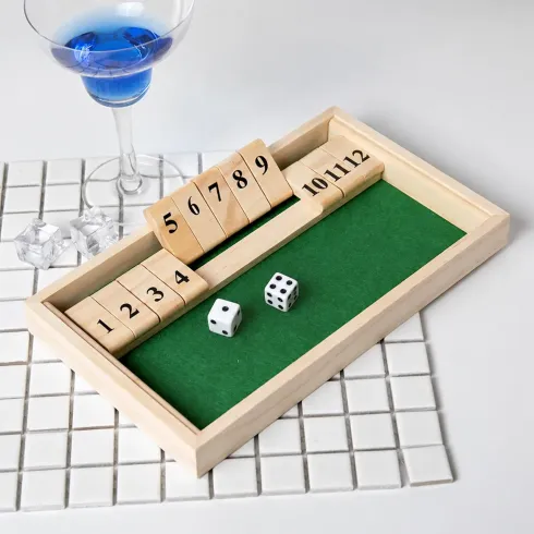Gioco da Tavolo Chiudi la Scatola in Legno con 12 Numeri 2 Dadi