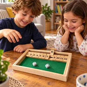 Gioco da Tavolo Chiudi la Scatola in Legno con 12 Numeri 2 Dadi 2
