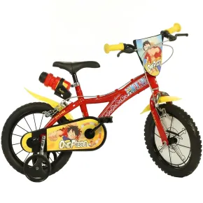 Bicicletta One Piece per Bambini Rosso 16 Pollici con Rotelle Accessori