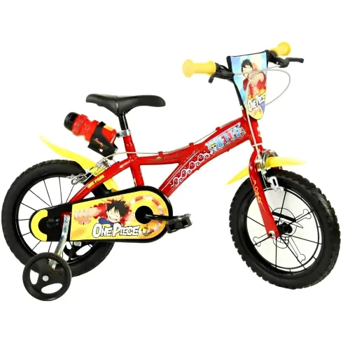 Bicicletta One Piece per Bambini Rosso 16 Pollici con Rotelle Accessori