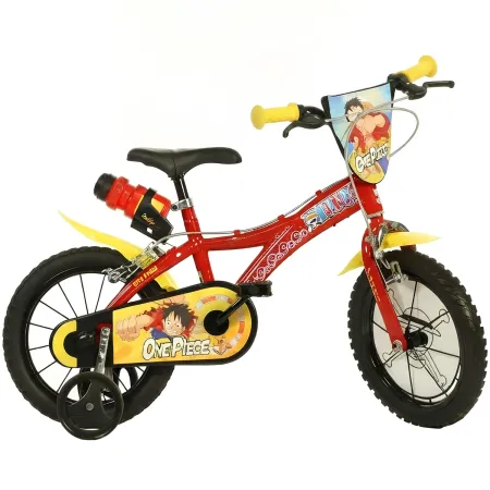 Bicicletta One Piece per Bambini Rosso 14 Pollici con Rotelle Accessori