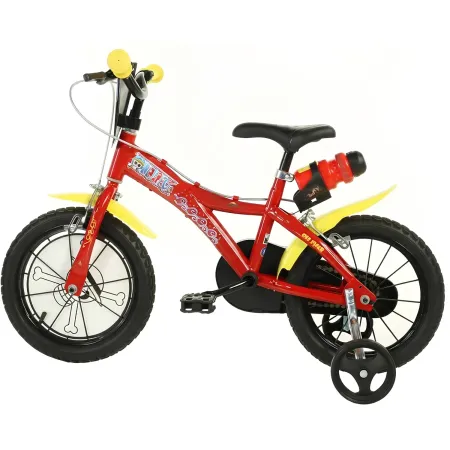 Bicicletta One Piece per Bambini Rosso 14 Pollici con Rotelle Accessori