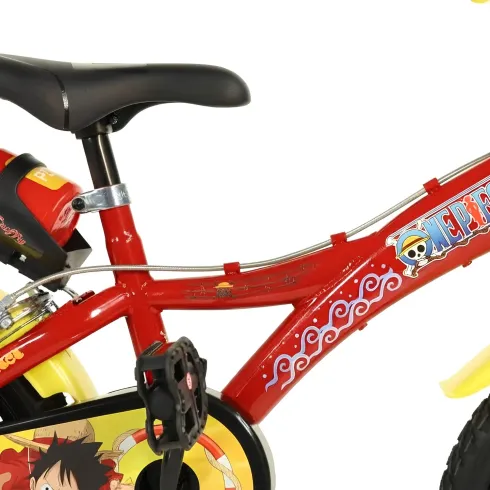 Bicicletta One Piece per Bambini Rosso 16 Pollici con Rotelle Accessori