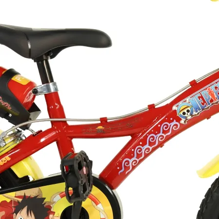 Bicicletta One Piece per Bambini Rosso 14 Pollici con Rotelle Accessori