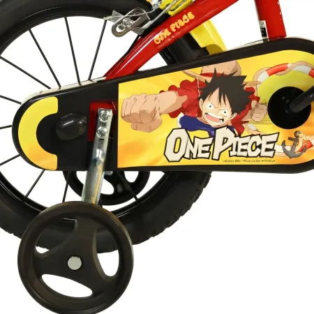 Bicicletta One Piece per Bambini Rosso 14 Pollici con Rotelle Accessori