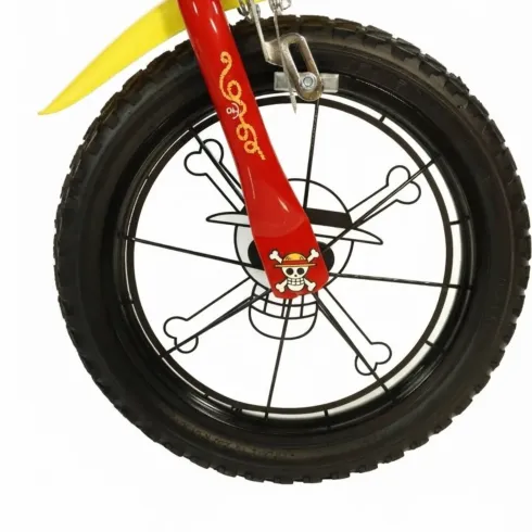 Bicicletta One Piece per Bambini Rosso 14 Pollici con Rotelle Accessori