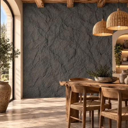 10 Pannelli da Parete Decorativi PU 3D Effetto Pietra Grigio Ossidiana