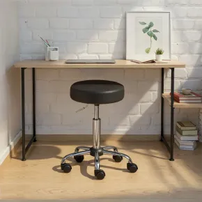 Sgabello Basso con Ruote Nero a Rotelle Imbottito Ecopelle in Metallo da Cucina | BricoShop24 2