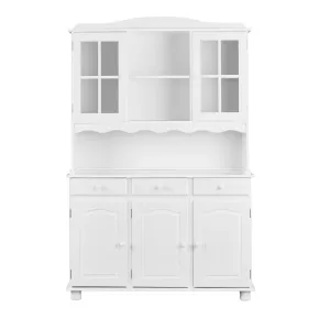 Mobile Alto 3 Ante Cassetti Bianco Credenza Vetrina da Soggiorno Cucina Rustico | BricoShop24 2