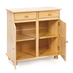 Mobile Credenza Pino 2 Ante 2 Cassetti Buffet Dispensa Soggiorno Cucina Rustico | BricoShop24 2