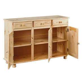 Mobile Credenza Pino 3 Ante Cassetti Buffet Dispensa Soggiorno Cucina Rustico | BricoShop24 2