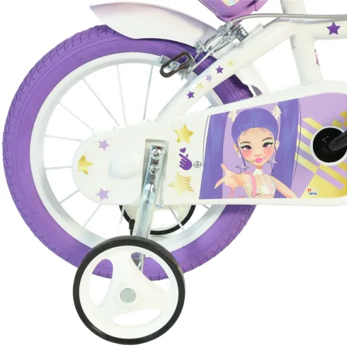 Bici per Bambini 16 Pollici K-Pop Bianco Bicicletta con Cestino Rotelle