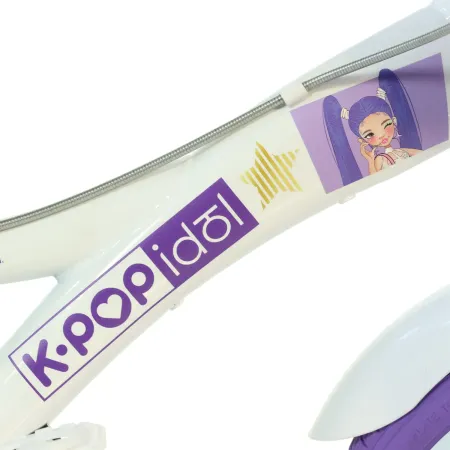 Bici per Bambini 16 Pollici K-Pop Bianco Bicicletta con Cestino Rotelle