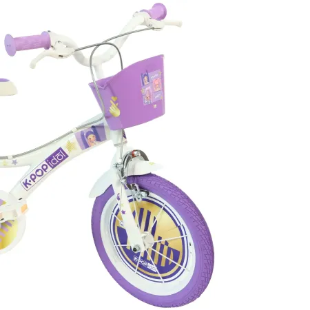 Bici per Bambini 16 Pollici K-Pop Bianco Bicicletta con Cestino Rotelle