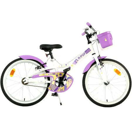 Bicicletta 20 Pollici Bambini K-Pop Bianco Cestino Campanello Bambina