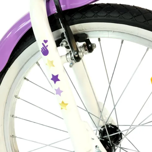 Bicicletta 20 Pollici Bambini K-Pop Bianco Cestino Campanello Bambina