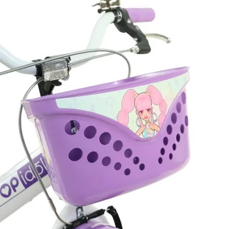 Bicicletta 20 Pollici Bambini K-Pop Bianco Cestino Campanello Bambina