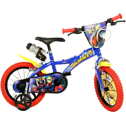 Bici per Bambini 16 Pollici Goldrake Blu Bicicletta Rotelle Borraccia
