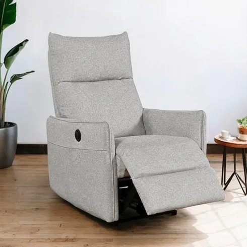Poltrona Relax Elettrica Reclinabile in Tessuto Grigio Camera Soggiorno