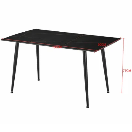 Tavolo da Pranzo 160x90 cm in Ceramica Effetto Marmo Nero Oro